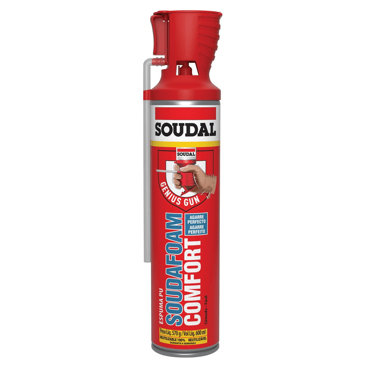 Espuma Soudafoam Soudal Genius Gun Térmica Blanca - 600ml Espuma de Poliuretano Soudal Genius Gun Térmica Blanca - 600 mL - Imagen 1