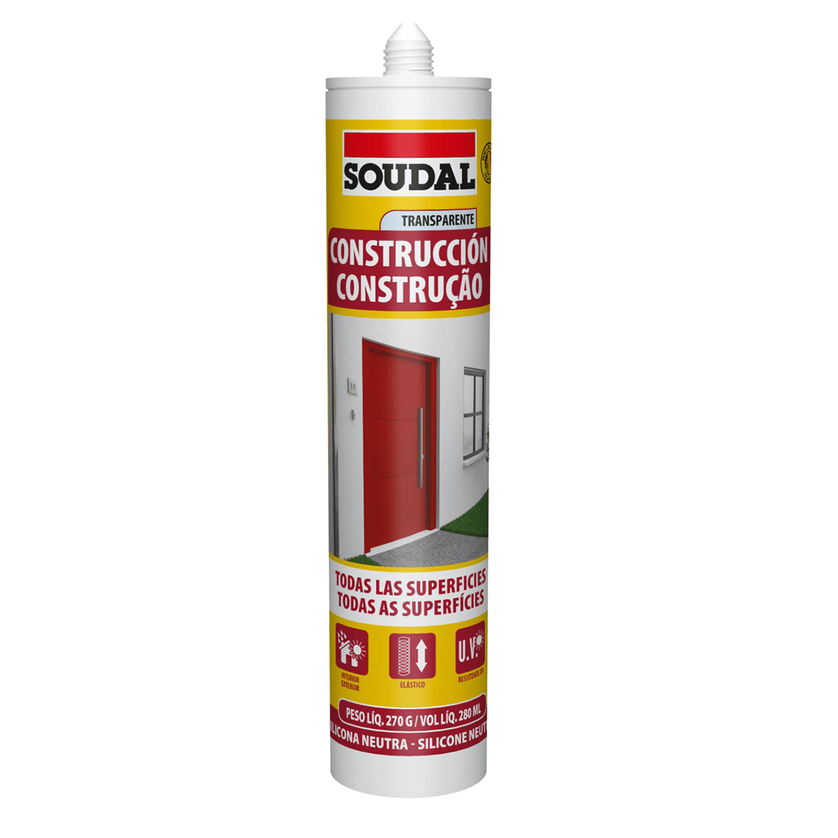 Silicona Ácida Multiuso Soudal Transparente - 280ml Silicona Ácida Multiuso Soudal Transparente - 280 mL - Imagen 1